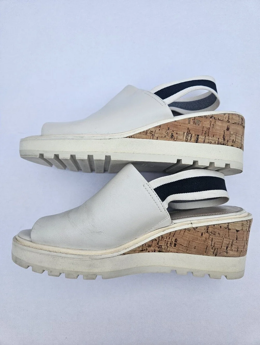 Cecelia New York White Leather Platform Wedge Sandals - Size 6.5